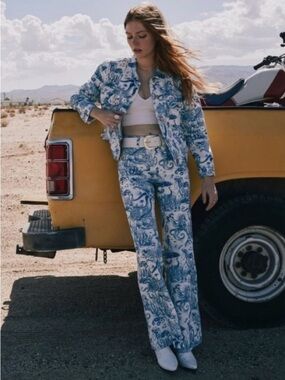 Wrangler | Wanderer High-Rise Nautical Print Flare Jeans Sailing Seven Seas Nwot